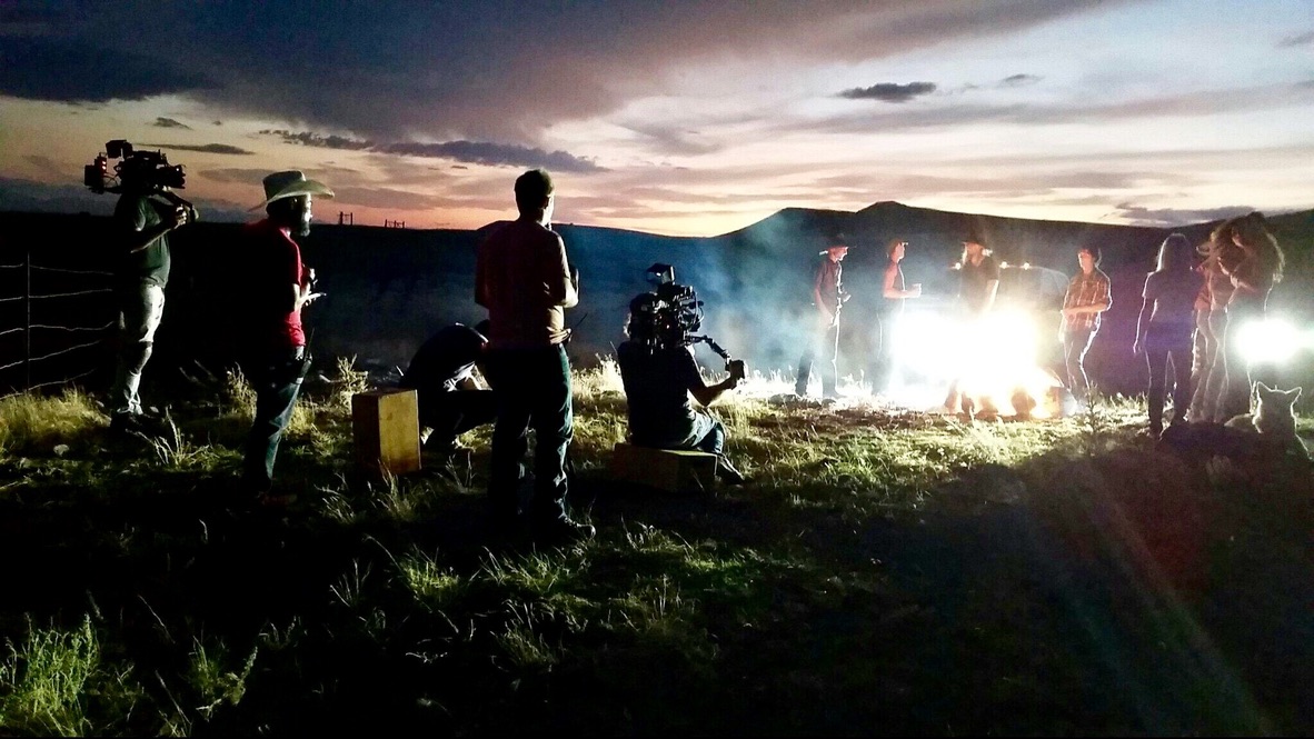 Night production crew on location